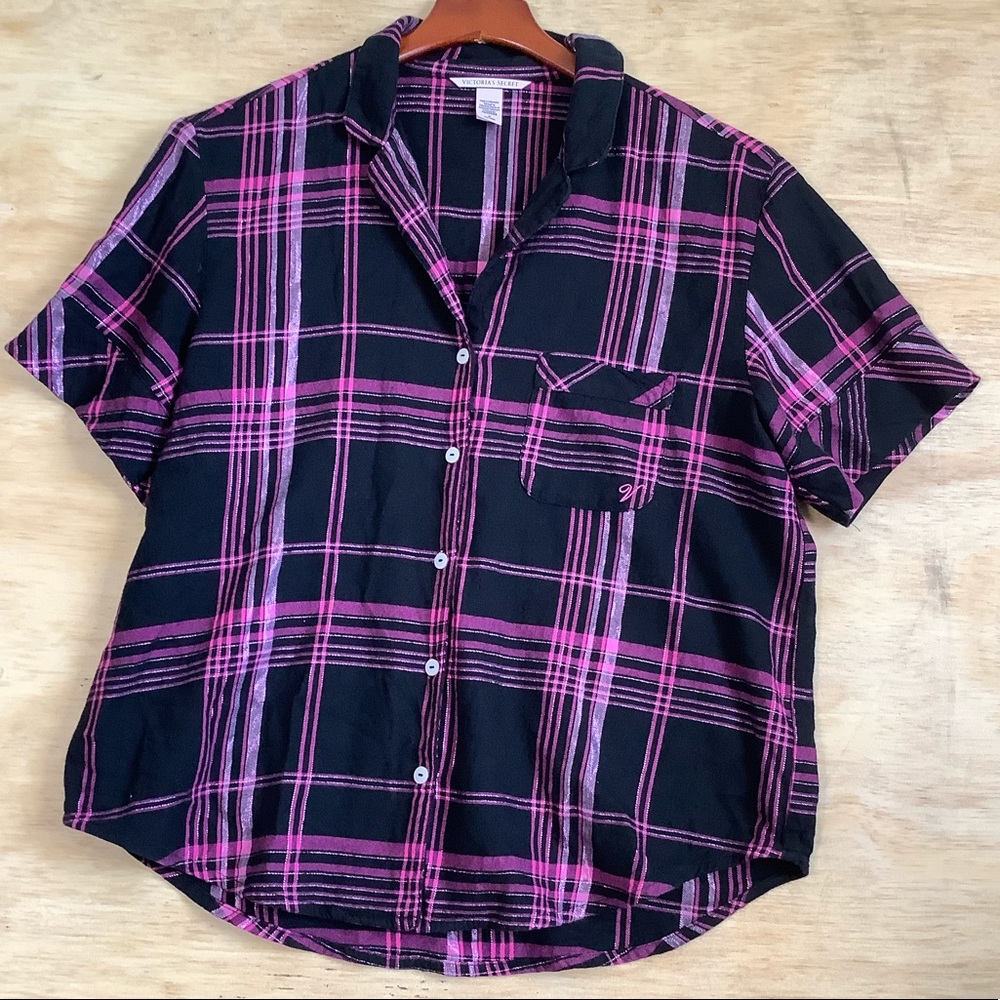 Victoria's Secret Plaid Flannel Button Up Pajama Size Medium‎